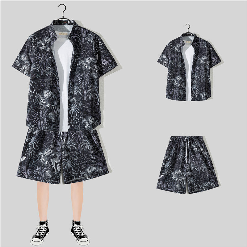 Ensemble chemise hawaïenne fleurie manches courtes - Style plage été couple