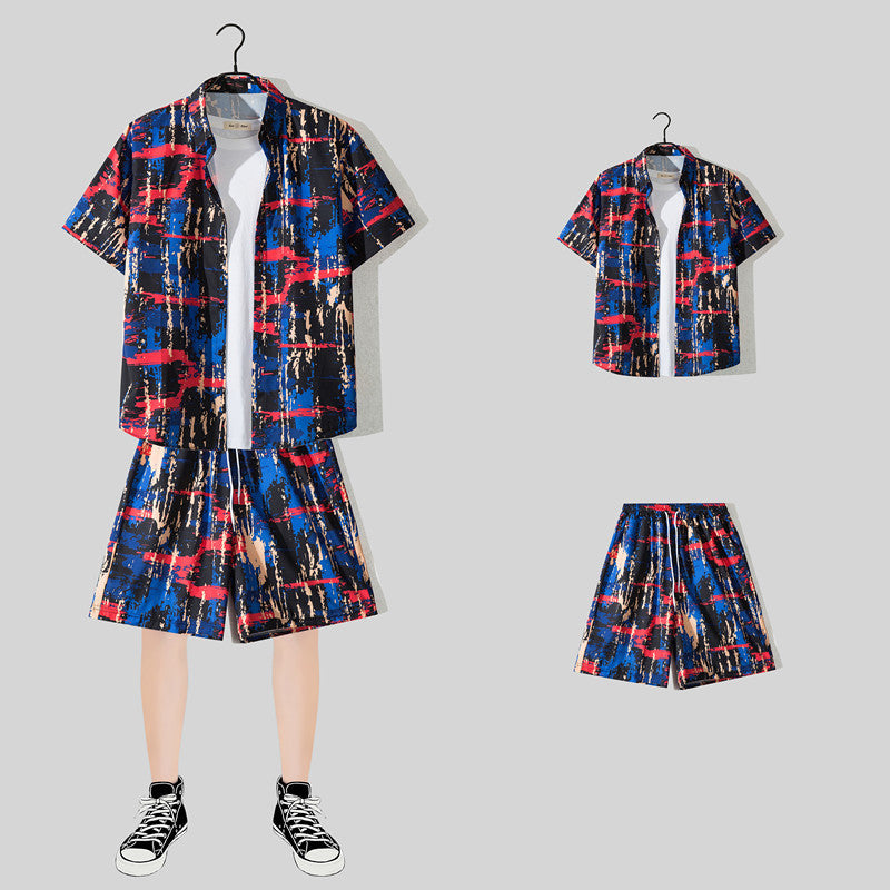 Ensemble chemise hawaïenne fleurie manches courtes - Style plage été couple