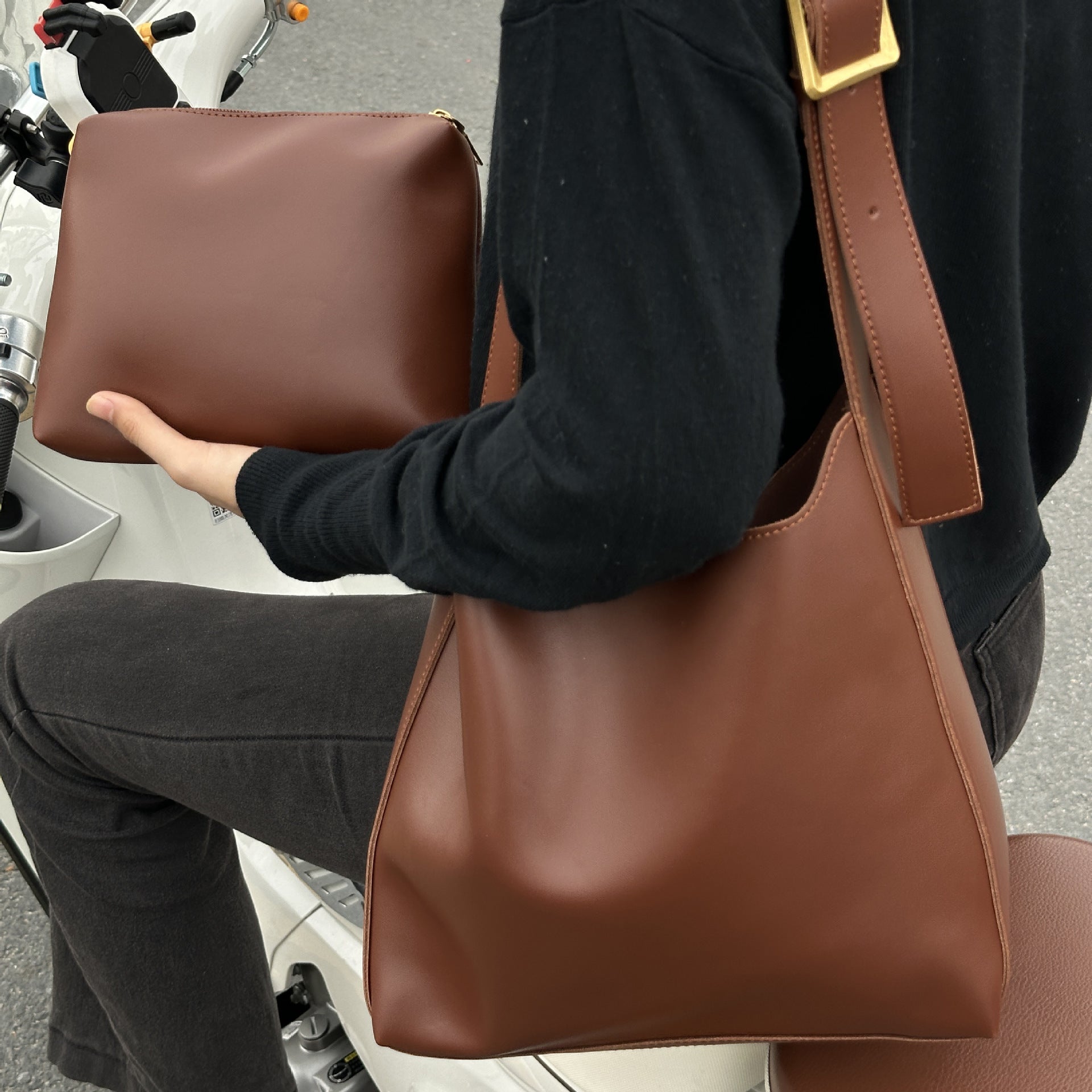 Sac à main seau grande capacité - Ensemble 2 pièces bandoulière