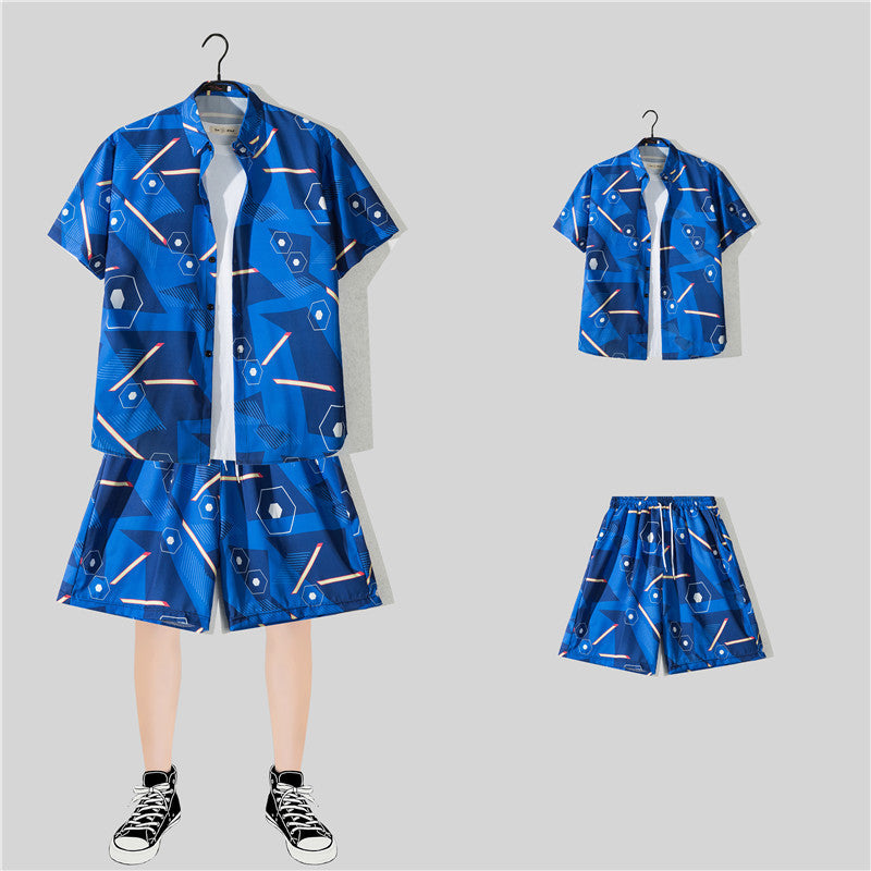 Ensemble chemise hawaïenne fleurie manches courtes - Style plage été couple