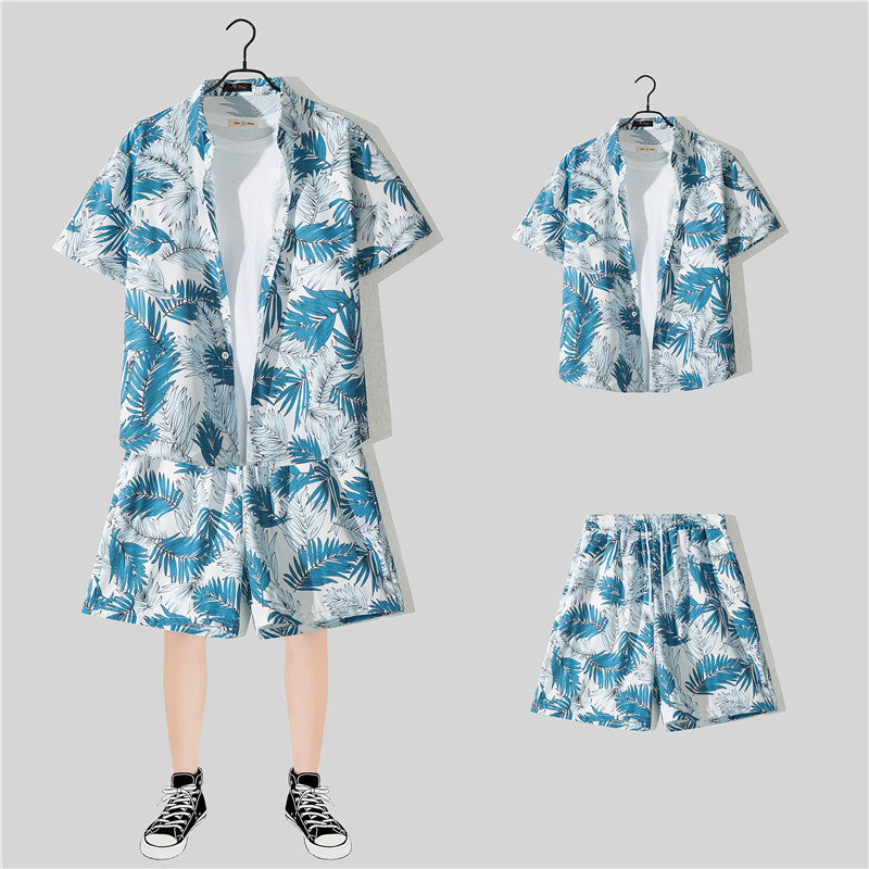 Ensemble chemise hawaïenne fleurie manches courtes - Style plage été couple