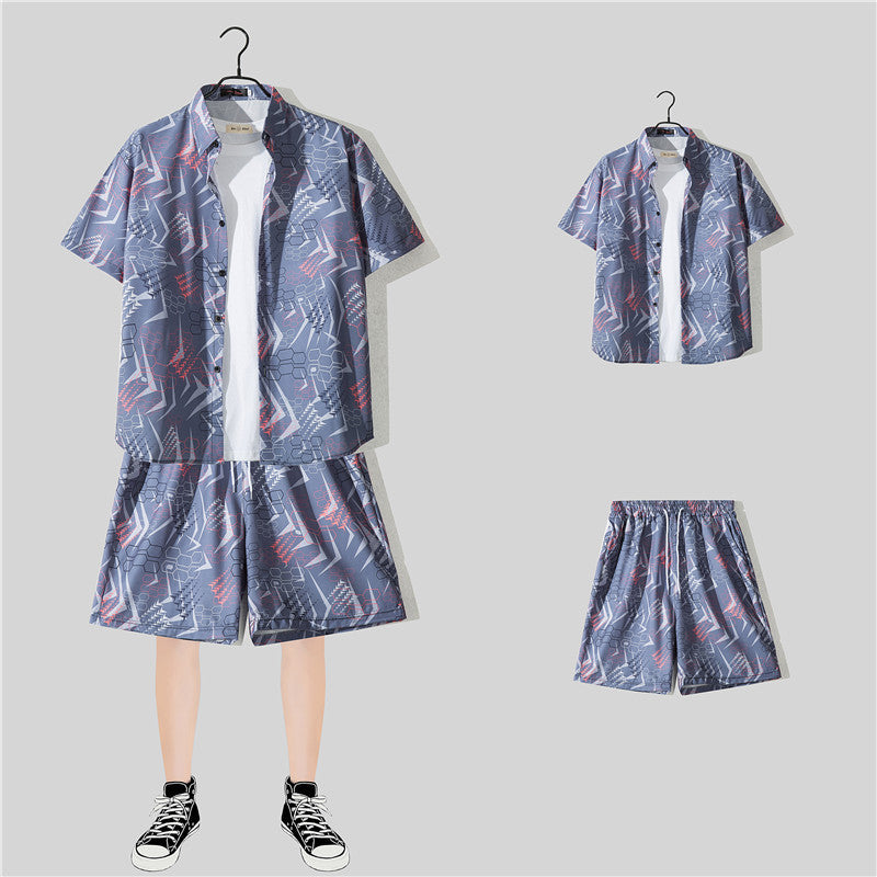 Ensemble chemise hawaïenne fleurie manches courtes - Style plage été couple