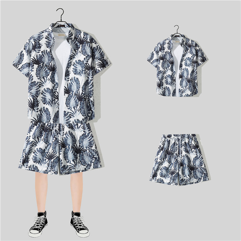 Ensemble chemise hawaïenne fleurie manches courtes - Style plage été couple
