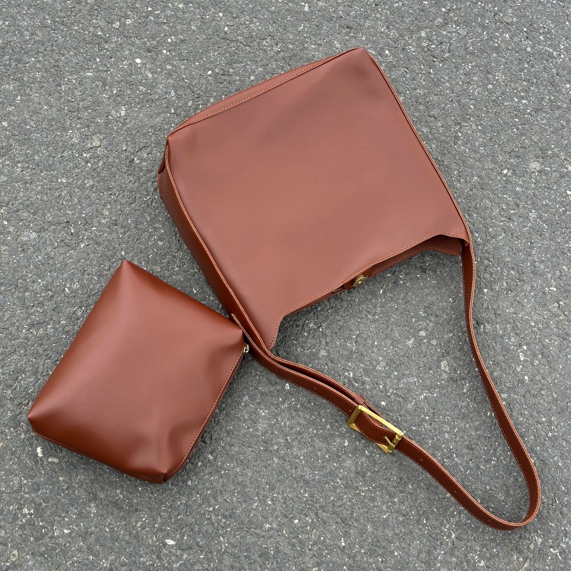 Sac à main seau grande capacité - Ensemble 2 pièces bandoulière