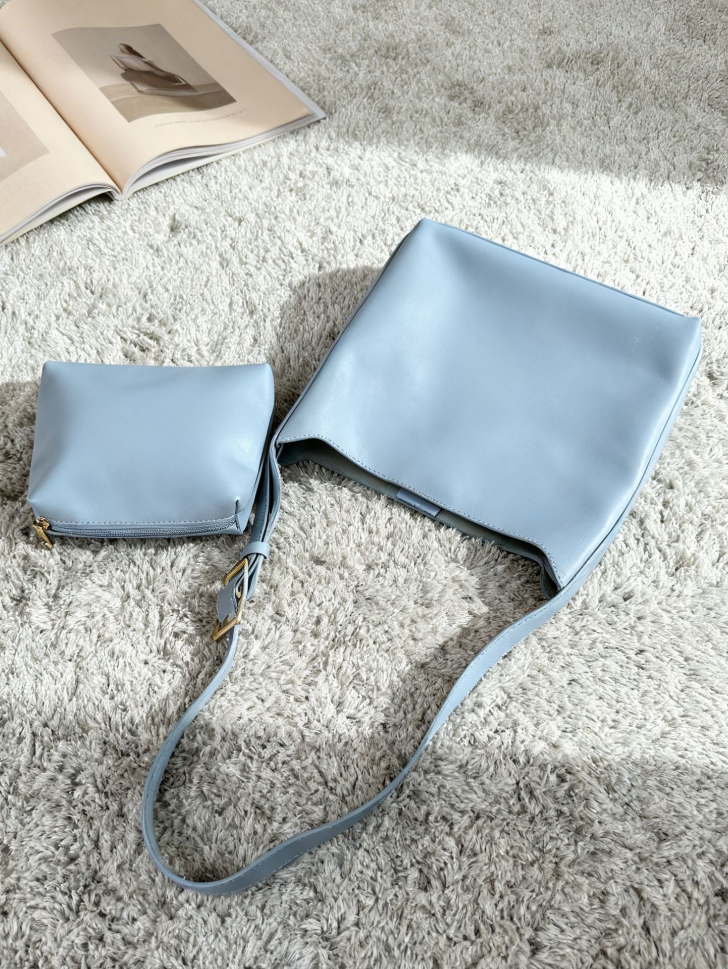Sac à main seau grande capacité - Ensemble 2 pièces bandoulière