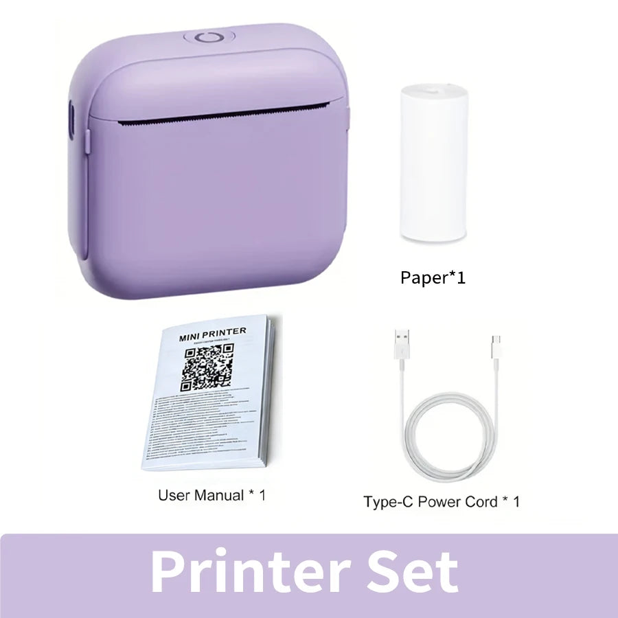 Mini Thermal Printer Pocket Printer Wireless Label Printer With IOS/Android Devices Office/Home For Journals/Memos/Notes/ Photos