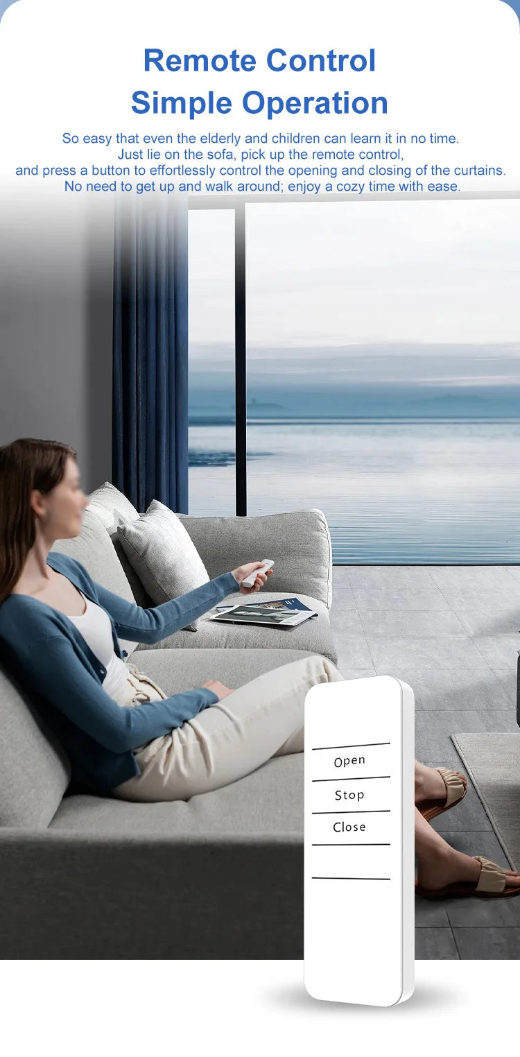 Smart Curtains New generation Robot Rome/T/U-Rail Tracks Automatic Curtain Opener Remote Button Control Curtain Motor