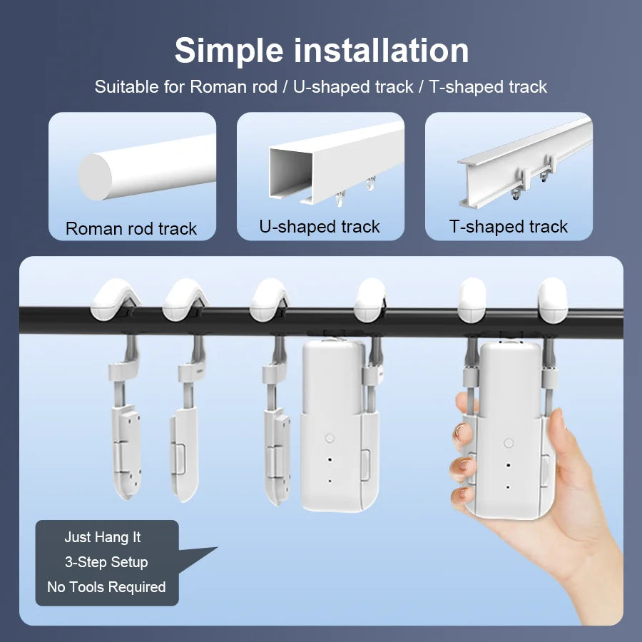Smart Curtains New generation Robot Rome/T/U-Rail Tracks Automatic Curtain Opener Remote Button Control Curtain Motor