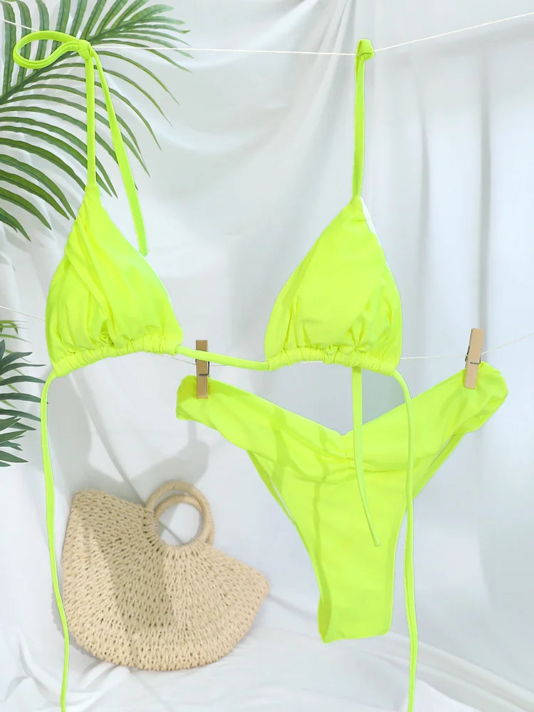 Maillot de bain bikini 2 pièces - Taille basse triangle bandage