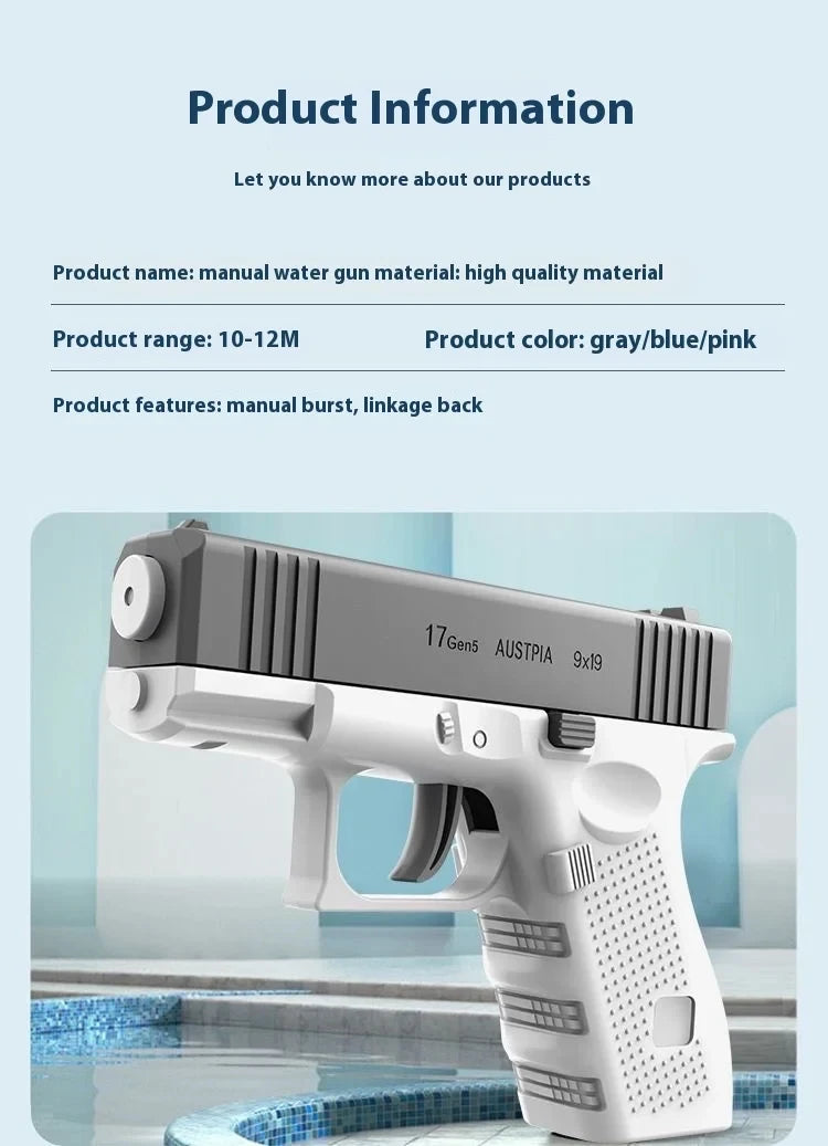 Water Gun Spray New Playful Water Gun Large Capacity Press and Run Mini Pistol Outdoor Water Gun Toy