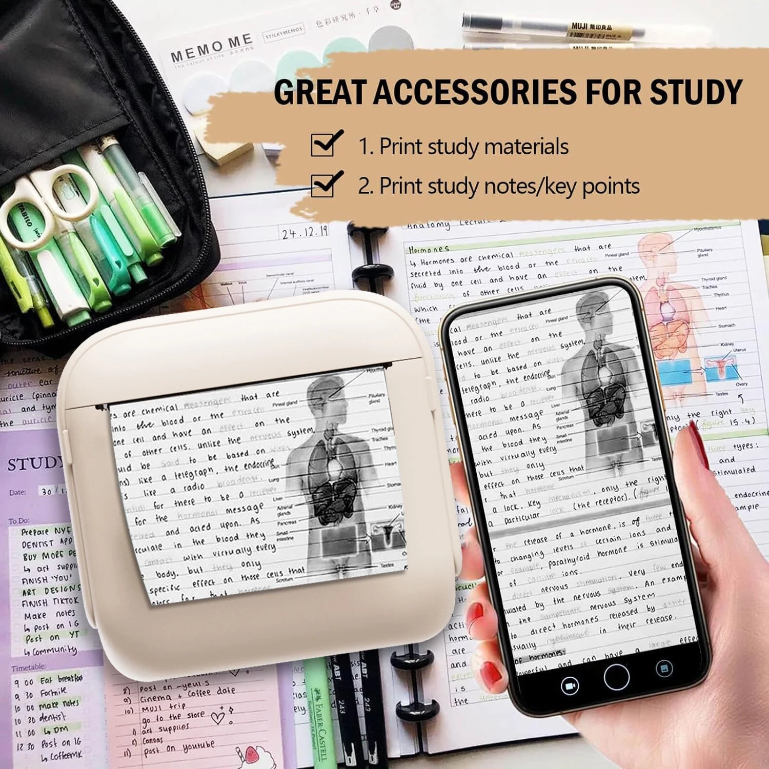 Mini Thermal Printer Pocket Printer Wireless Label Printer With IOS/Android Devices Office/Home For Journals/Memos/Notes/ Photos