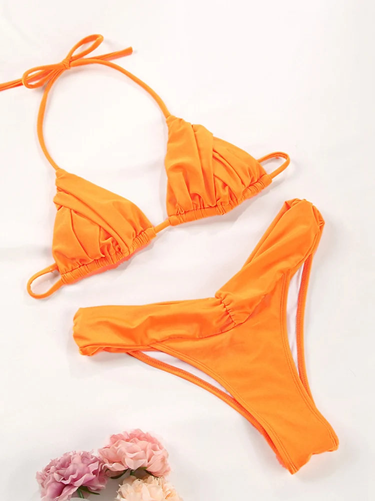 Maillot de bain bikini 2 pièces - Taille basse triangle bandage