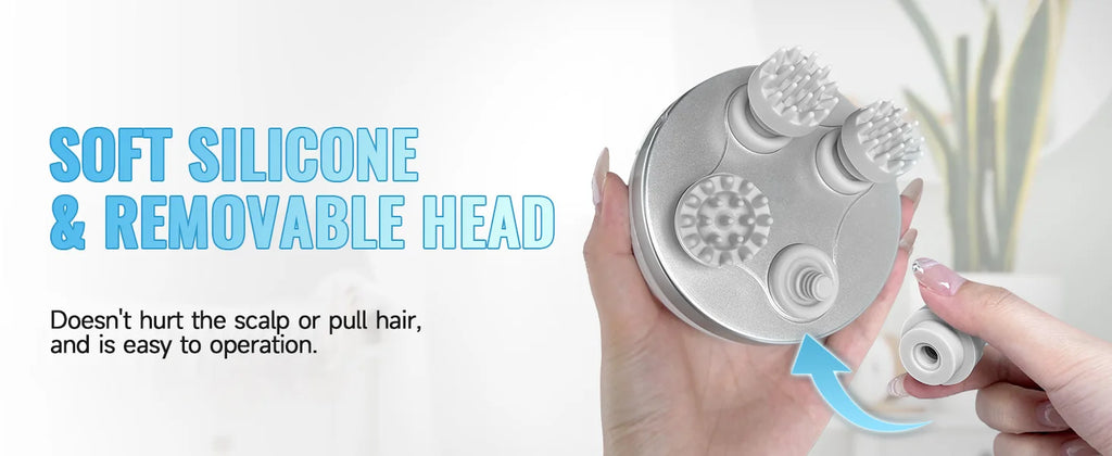 Electric Head Scalp Massager Body Massage Neck Deep Tissue 4 Kneading for Hair Growth Wireless Stress Relax and Cat Pet Claw