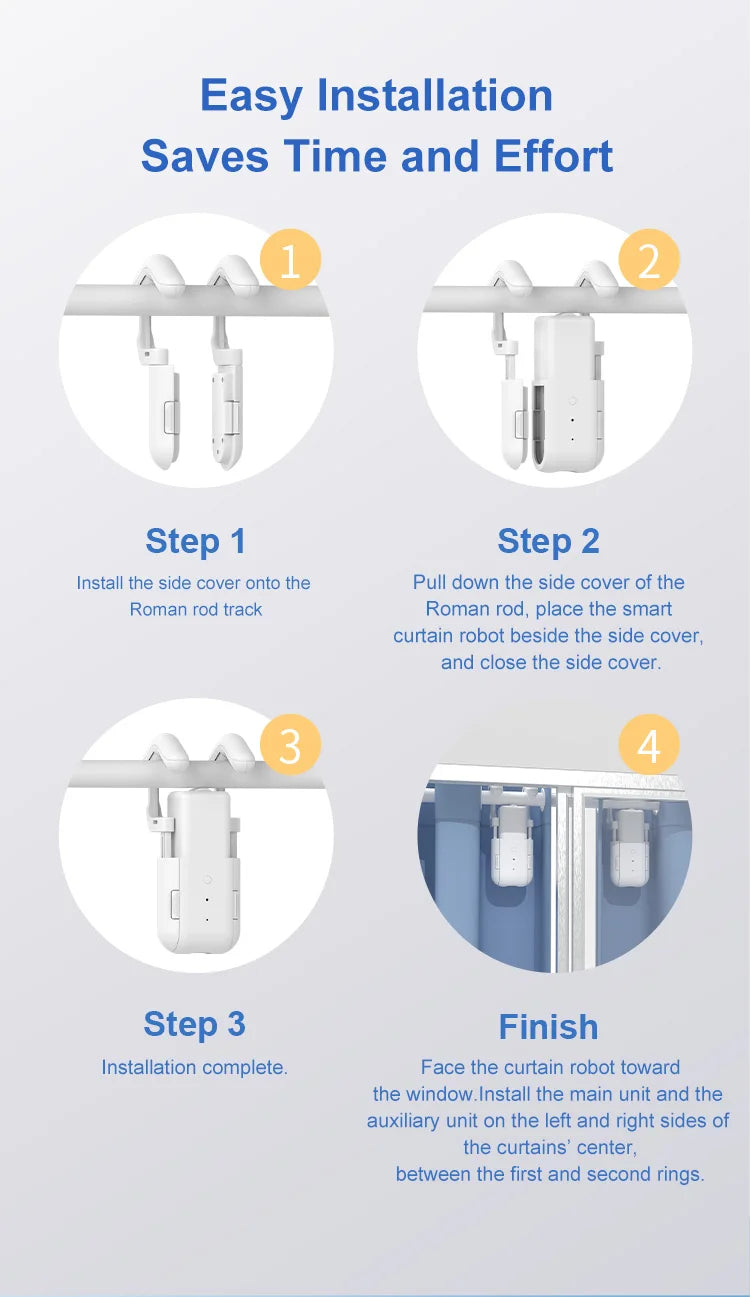 Smart Curtains New generation Robot Rome/T/U-Rail Tracks Automatic Curtain Opener Remote Button Control Curtain Motor
