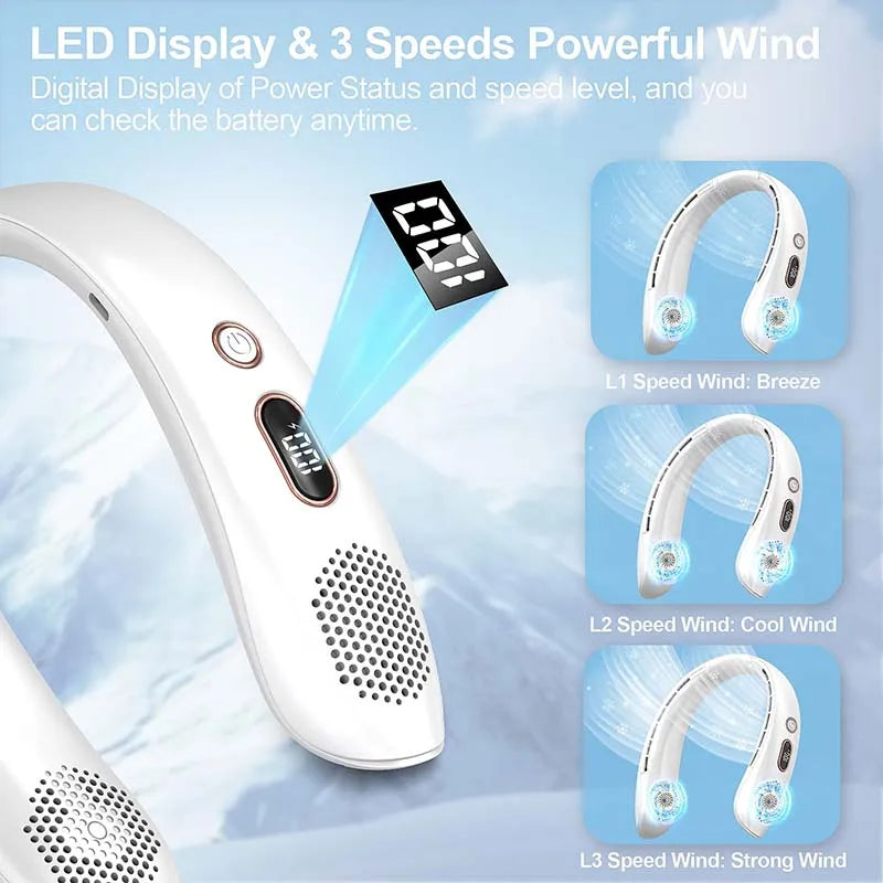 Personal Air Cooler Portable 3-Speed Neck Fan Hands Free Wearable Design Ventilador De Cuello Aire Acondicionado