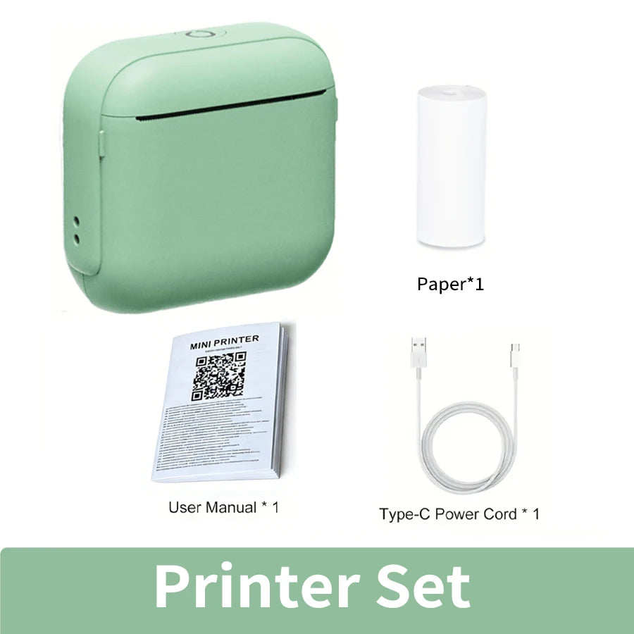 Mini Thermal Printer Pocket Printer Wireless Label Printer With IOS/Android Devices Office/Home For Journals/Memos/Notes/ Photos