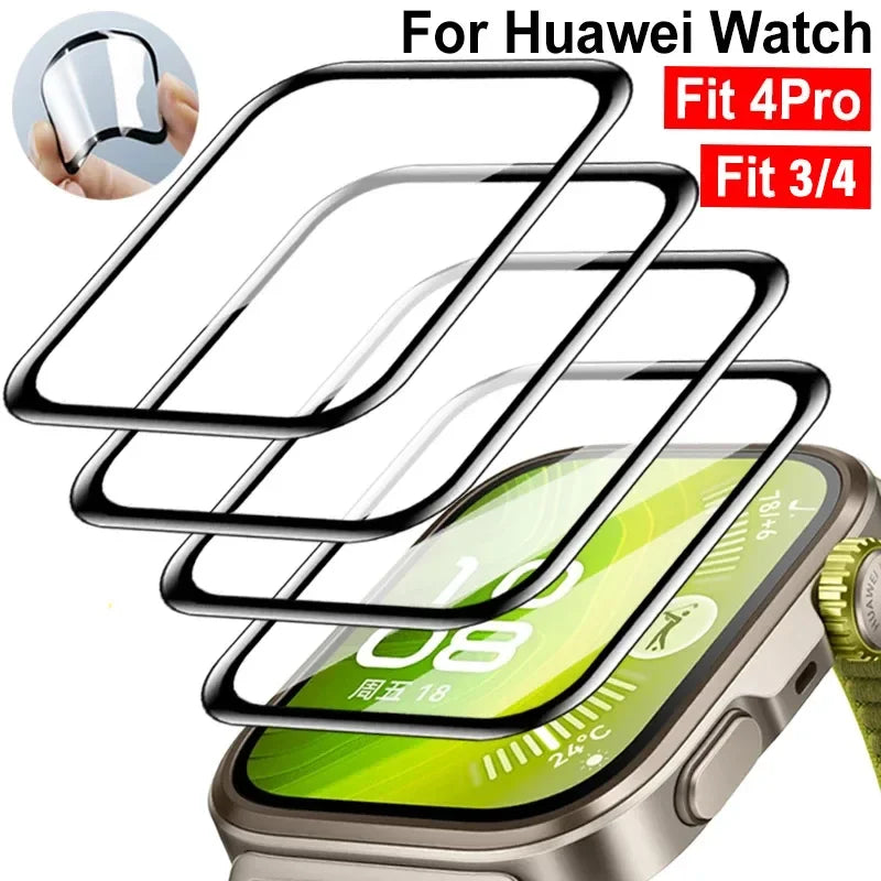 1-3Pcs 9D Curved Film For Huawei Watch fit4 3 Smart Watch Screen Protector Not Glass Full Cover for Huawei Watch Fit 3 4 Pro