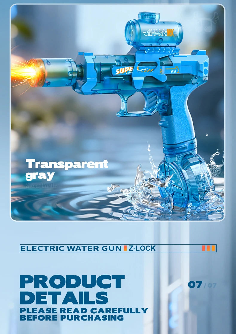 Pistolet à eau électrique lumineux - Effet flamme haute pression
