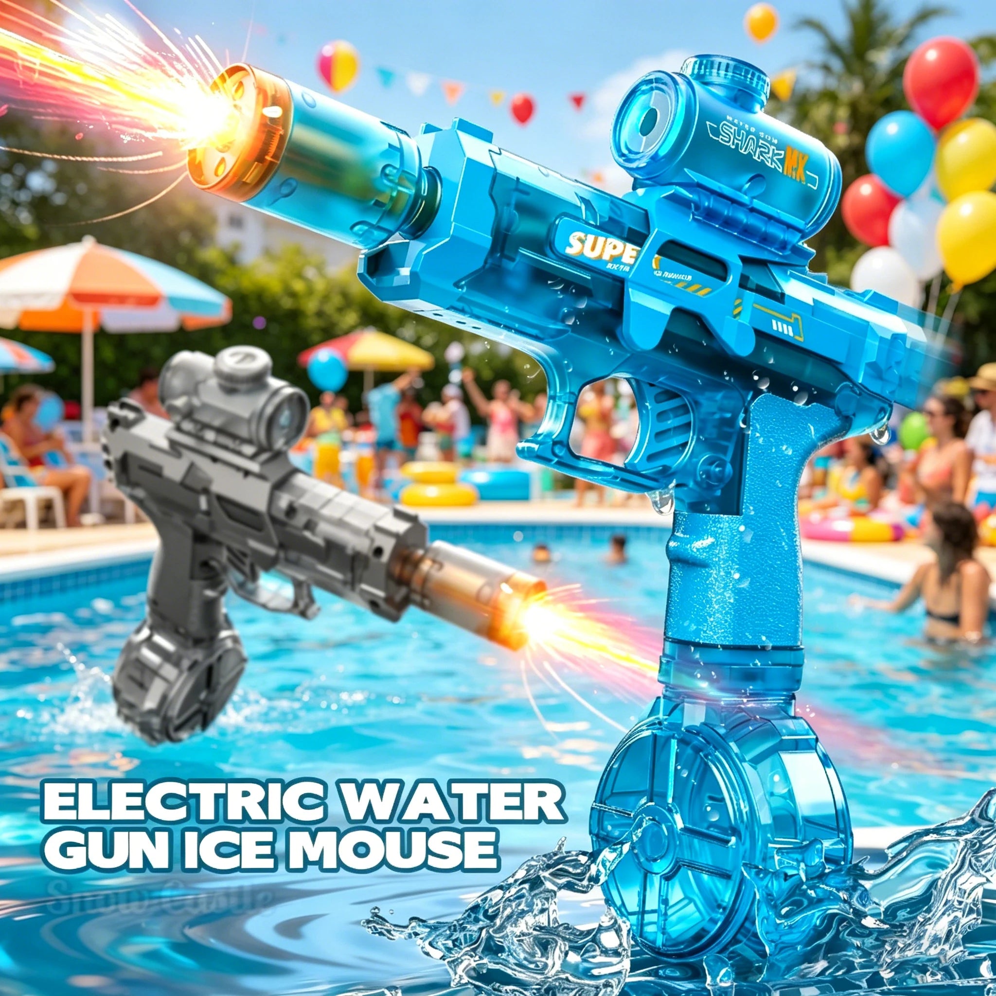 Pistolet à eau électrique lumineux - Effet flamme haute pression