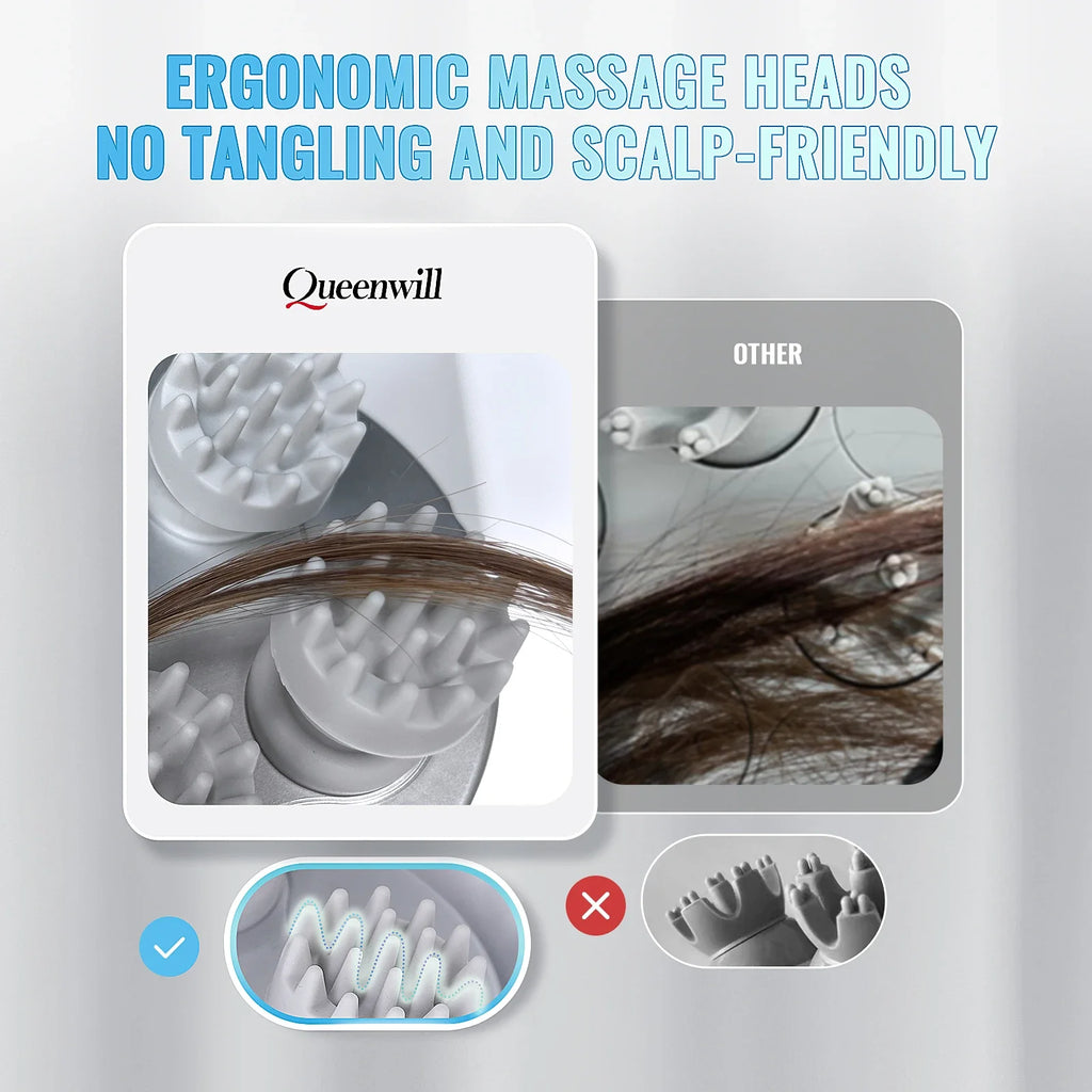 Electric Head Scalp Massager Body Massage Neck Deep Tissue 4 Kneading for Hair Growth Wireless Stress Relax and Cat Pet Claw
