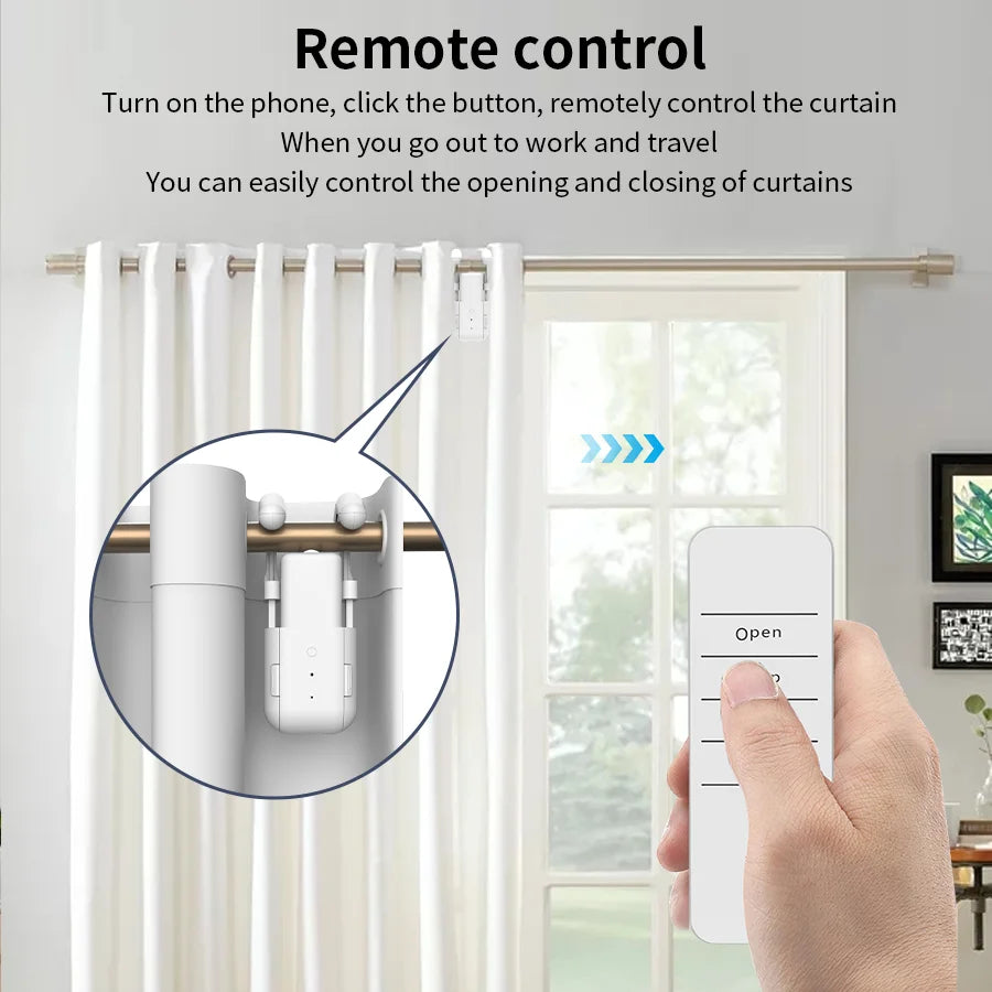 Smart Curtains New generation Robot Rome/T/U-Rail Tracks Automatic Curtain Opener Remote Button Control Curtain Motor