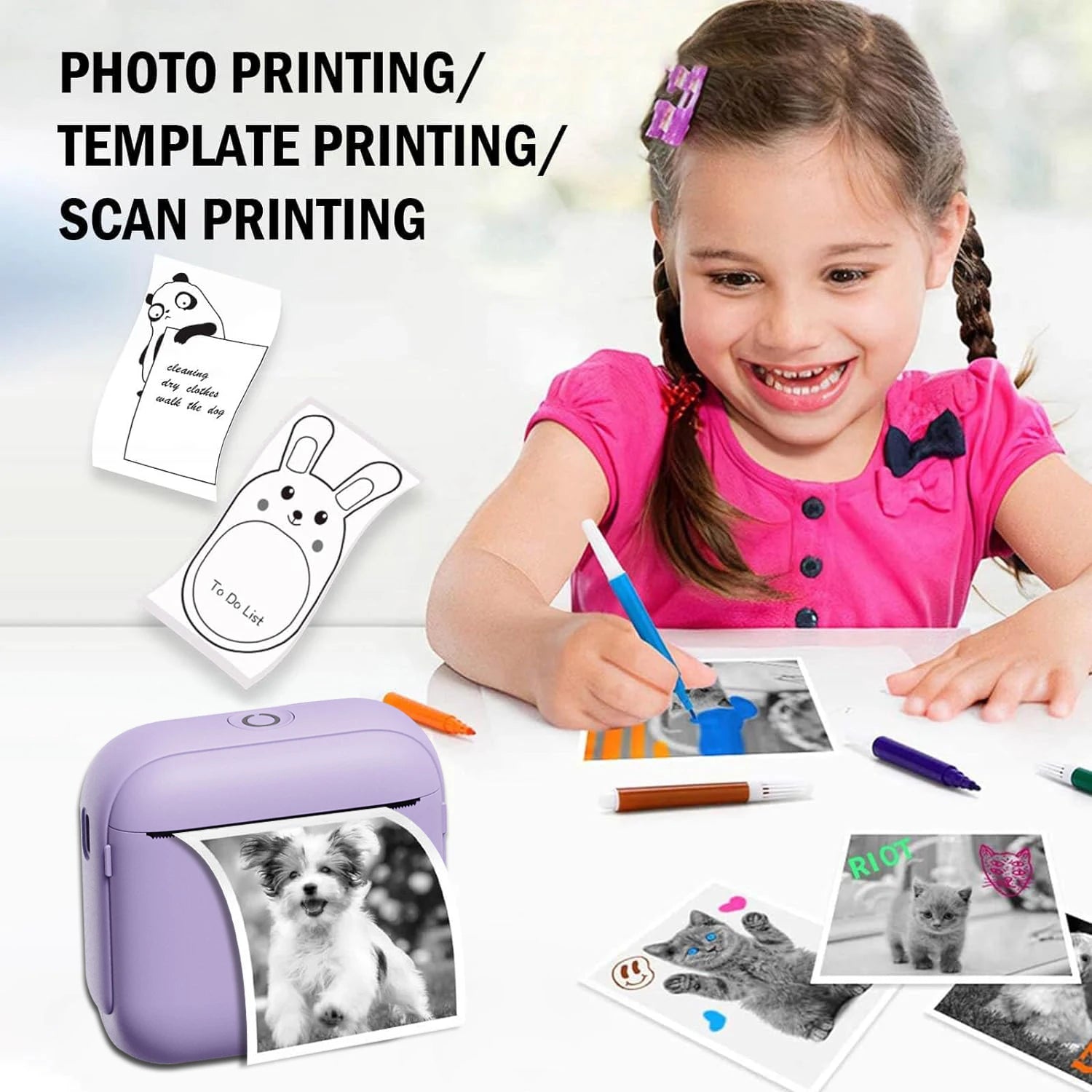 Mini Thermal Printer Pocket Printer Wireless Label Printer With IOS/Android Devices Office/Home For Journals/Memos/Notes/ Photos