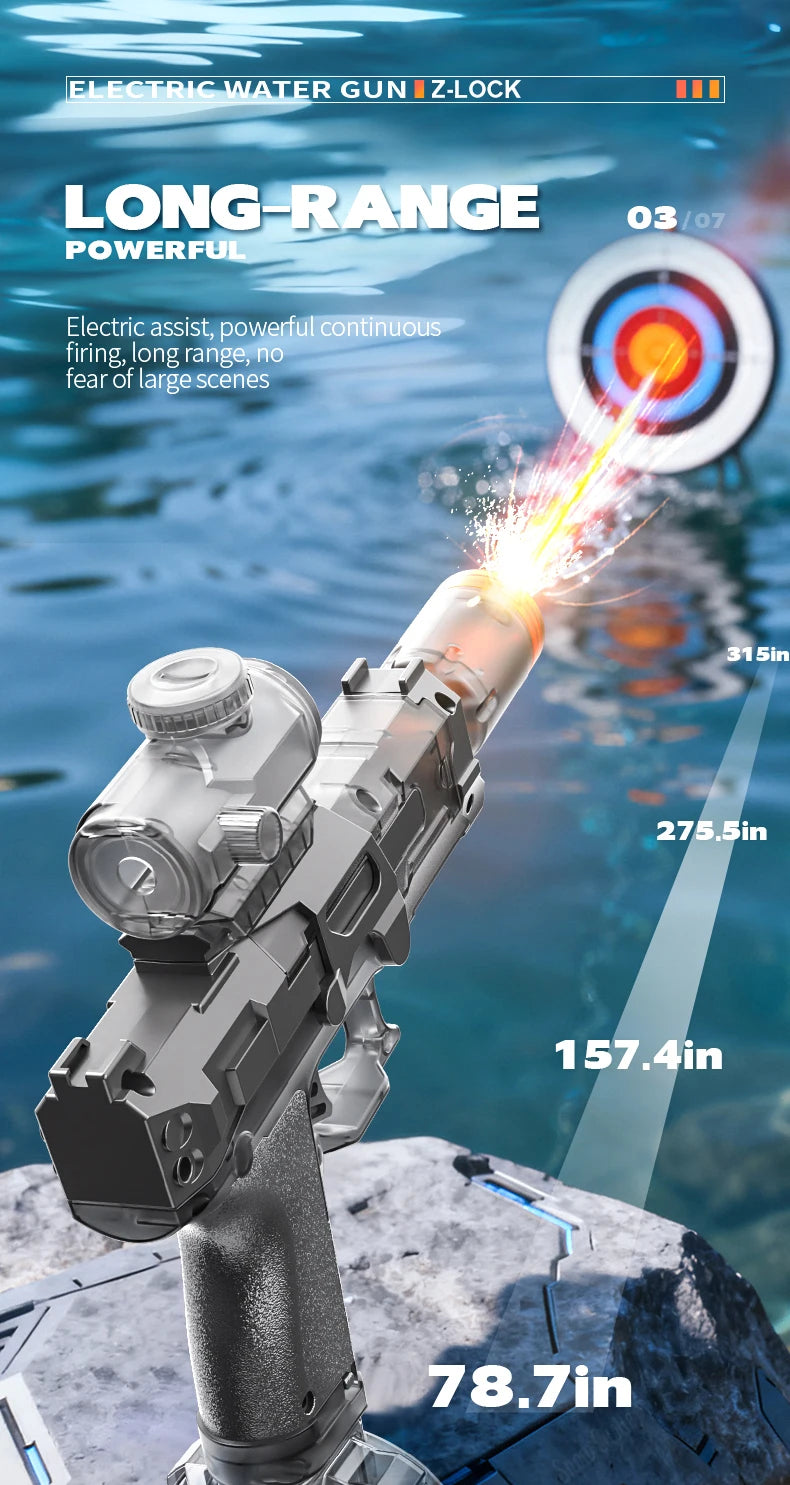 Pistolet à eau électrique lumineux - Effet flamme haute pression