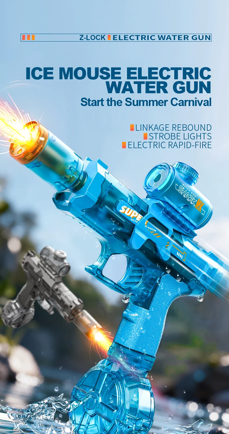 Pistolet à eau électrique lumineux - Effet flamme haute pression