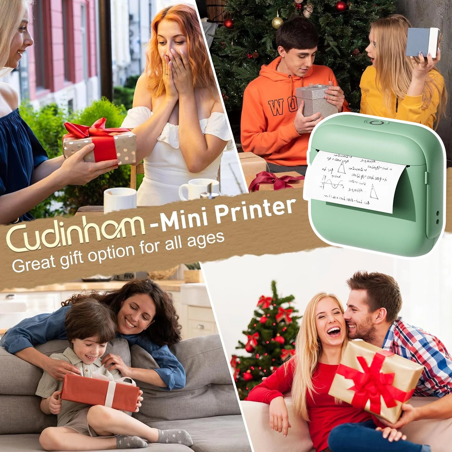 Mini Thermal Printer Pocket Printer Wireless Label Printer With IOS/Android Devices Office/Home For Journals/Memos/Notes/ Photos