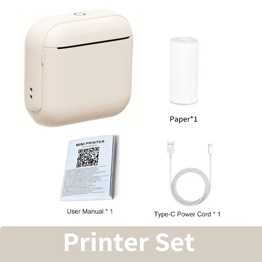 Mini Thermal Printer Pocket Printer Wireless Label Printer With IOS/Android Devices Office/Home For Journals/Memos/Notes/ Photos